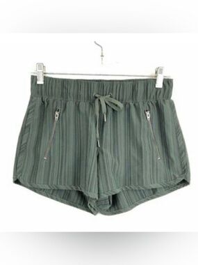 ATHLETA Olive Green Stripe Sway Running Workout Shorts 438884 Size XS